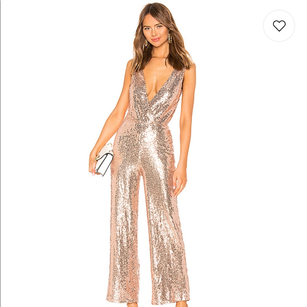 Revolve rose gold jumpsuit